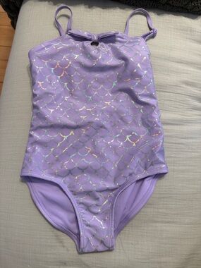 Cat & Jack Lavender Mermaid-Scale One-Piece Swimsuit